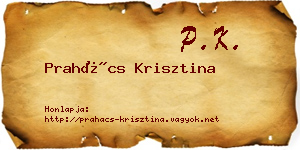 Prahács Krisztina névjegykártya